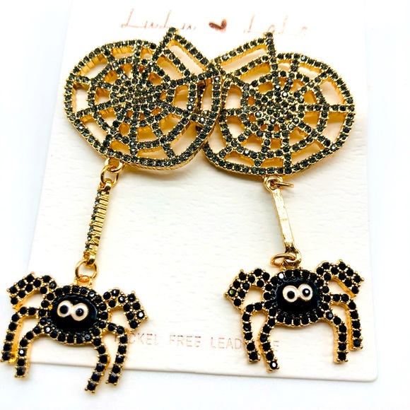 Halloween Spider Web Dangle Statement Earrings NWT - Picture 1 of 3